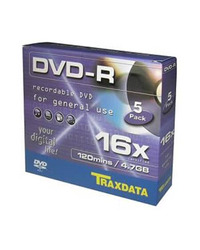 DVD-R TRAXDATA, 4.7GB, 16X, box 5 kom