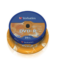 DVD-R, VERBATIM,4,7 GB,16X, spindle 25 kom,MATT SILVER,43522