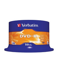 DVD-R, VERBATIM,4,7 GB,16X, spindle 50 kom,MATT SILVER ,43548