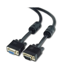 SVGA ext.kabl CC-PPVGAX-10M-B, 10m 15M-15F dual-shielded + 2xFerr, GEMBIRD