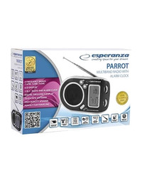 Digitalni radio + alarm + sat ESPERANZA PARROT BLACK, LCD Display, na baterije, ERB101K