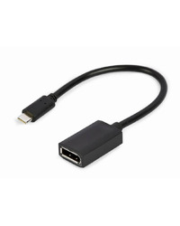 USB adapter Type-C to DisplayPort, 4K, 15 cm, black, GEMBIRD A-CM-DPF-02