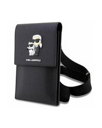 ORIGINAL KARL LAGERFELD TORBICA SAFFIANO KARL & CHOUPETTE KLWBSAKCPMK CRNA