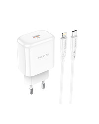 USB punjač sa kablom 1m Type-C to iPhone/lightning BOROFONE BN3 Premium PD20W Type-C single port set white