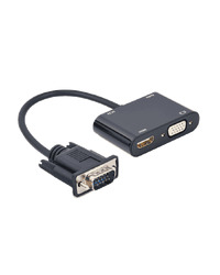 Video adapter VGA to HDMI + VGA adapter 0.15 m, black, GEMBIRD A-VGA-HDMI-02
