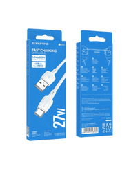 USB kabal 1m BOROFONE BX93 Super power 27W charging data USB to Type-C white