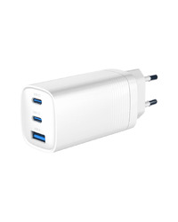 USB punjač 2xType-C + 1xUSB-A fast charger, 65W PD, white GEMBIRD, TA-UC-PDQC65-01-W