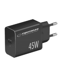 USB punjač Type-C ESPERANZA QUICK POWER CHARGER 45W USB-C PD 45W BLACK, EZC108K