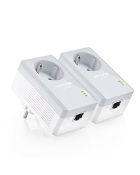 TP-Link TL-PA4010P KIT AV600 Passthrough Powerline KIT,Qualcomm, 1 x 10/100 RJ45 port, 600Mbps Powerline, HomePlug AV, Green Powerline, Plug and Play, Pair Button, New PLC Utility, Twin Pack, Integrated Power Socket, up to 300m range