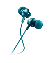 CANYON Stereo earphones with microphone, metallic shell, 1.2M, blue-green