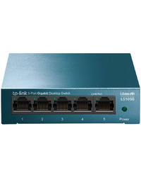 TP-Link LiteWave 5-Port Gigabit Desktop Switch, 5 Gigabit RJ45 Ports, Desktop Steel Case, Wall Mount, Green Ethernet technology