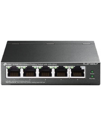 TP-Link TL-SF1005LP 5-Port 10/100Mbps Desktop Switch with 4-Port PoE+, 41 W total PoE budget, PoE Auto Recovery, Up to 250m data and power transmitting range under Extend Mode, Priority Mode, Fanless design, Desktop/Wall-mounting,Durable Metal Casing