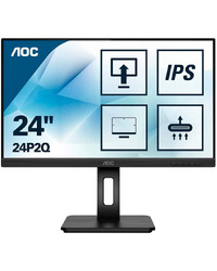 AOC Monitor LED 24P2Q IPS PRO (23.8“, 16:9, 1920x1080, IPS, 75Hz, 250 cd/m², 1000:1, 50M:1, Antiglare + 3H, 4 ms, 178/178°, Speakers, USB 3.2 (Gen1) x 4, VGA, HDMI, DP, DVI, Tilt, Pivot, Swivel, HAS, AdaptiveSync, Frameless) Black, 3y