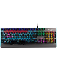 CANYON Interceptor GK-8, Wired multimedia gaming keyboard with lighting effect, 20pcs rainbow LED & 19pcs RGB light, Numbers 104keys, EN double injection layout, cable length 1.8M, 446*160*40mm, 0.98kg, color Dark grey