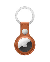 AirTag Leather Key Ring - Saddle Brown