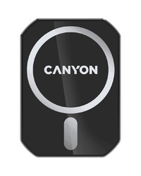 CANYON CH-15, Magnetic car holder and wireless charger, C-15-01, 15W，Input: USB-C: 5V/2A, 9V/3A;Output: 5W, 7.5W, 10W, 15W;83*60*8.15mm,0.147kg,black