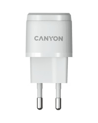 CANYON H-20-05, PD 20W Input: 100V-240V, Output: 1 port charge: USB-C:PD 20W (5V3A/9V2.22A/12V1.66A) , Eu plug, Over- Voltage ,  over-heated, over-current and short circuit protection Compliant with CE RoHs,ERP. Size: 68.5*29.2*29.4mm, 32.5g, White