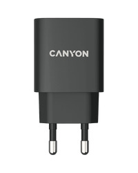 CANYON H-20, PD 20W Input: 100V-240V, Output: 1 port charge: USB-C:PD 20W (5V3A/9V2.22A/12V1.67A) , Eu plug, Over- Voltage ,  over-heated, over-current and short circuit protection Compliant with CE RoHs,ERP. Size: 80*42.3*30mm, 55g, Black