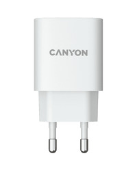 CANYON H-20, PD 20W Input: 100V-240V, Output: 1 port charge: USB-C:PD 20W (5V3A/9V2.22A/12V1.67A) , Eu plug, Over- Voltage ,  over-heated, over-current and short circuit protection Compliant with CE RoHs,ERP. Size: 80*42.3*30mm, 55g, White
