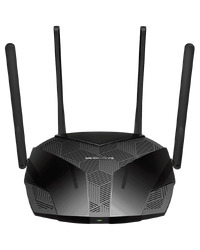Mercusys MR80X AX3000 Dual-Band Wi-Fi 6 Router, 574 Mbps at 2.4 GHz + 2402 Mbps at 5 GHz, 4× Fixed External Antennas, 3× G LAN Ports, 1× G WAN Port, 1024-QAM, OFDMA, HE160, Router/AP mode, Beamforming, MU-MIMO, VPN server, TWT, Smart Connect, WPA3