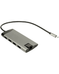 Inter Tech USB Type C docking station with 3x USB 3.0 Type A, 4K HDMI, RJ45 gigabit network connection, card reader for Micro SD, and much more