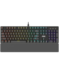 AOC Gaming Keyboard GK500 - RED Full size, OUTEMU Red, Wired USB 2.0, Premium aluminium alloy, ANTI-GHOSTING25-keys, 1 profile, Braided Fiber 1.8m, 2y