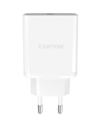 CANYON H-36-01, QC3.0 36W WALL Charger with 1-USB A   Input: 100V-240V, Output:  USB-A:QC3.0 36W (5V3A/9V3.0A/12V3.0A),  Eu plug  , Over- Voltage ,  over-heated, over-current and short circuit protection Compliant with CE RoHs,ERP.Size:90*46*27.5mm, 71g, Whi