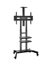 ONKRON Mobile TV Stand for 50-83” TVs with Wheels Shelves Height Adjustable Rolling TV Cart, Black