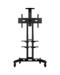 ONKRON Mobile TV Stand for 40-70” TVs with Wheels Shelves Height Adjustable Rolling TV Cart, Black