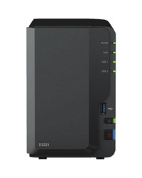 Synology DiskStation DS223, Tower, 2-bays 3.5'' SATA HDD/SSD, CPU 4-core 1.7 GHz, 2 GB DDR4 non-ECC, RJ-45 1GbE LAN Port, 3 x USB 3.2 Gen 1 Port, 1.28 kg, 2y
