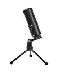 LORGAR Voicer 521, Gaming Microphone, Black, USB condenser mic with Volume Knob, 3.5MM headphonejack, mute button and led indicator, package including 1x F5 Microphone, 1 x 2M type-C USB Cable, 1 xTripod Stand