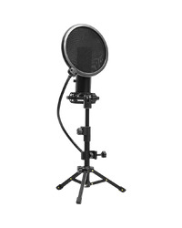 LORGAR Voicer 721, Gaming Microphone, Black, USB condenser microphone with tripod stand, pop filter, including 1 microphone, 1 Height metal tripod, 1 plastic shock mount, 1 windscreen cap, 1,2m metel type-C USB cable, 1 pop filter, 154.6x56.1mm