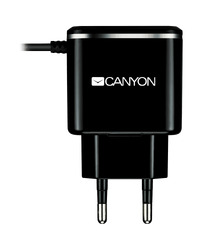 CANYON charger H-041 2.1A/USB-A built-in MicroUSB Black Silver