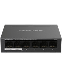 Mercusys MS106LP 6-Port 10/100 Mbps Desktop Switch with 4-Port PoE+, Compatible with 802.3af/at PDs, 40 W PoE Power, Desktop Steel Case, Wall Mounting, Extend Mode for 250m PoE Transmitting, Priority Port1-2, Isolation Mode, PoE Auto Recovery