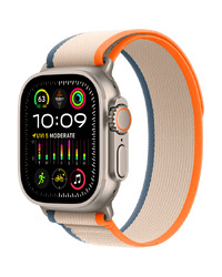 Apple Watch Ultra2 Cellular, 49mm Titanium Case w Orange/Beige Trail Loop - M/L