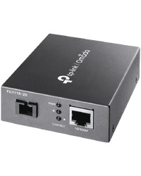 10/100Mbps WDM media converter, 9/125μm Single-mode Fiber,1 SC Fiber port, 1 FE RJ-45 port, wave length 1310nm/1550nm, transmission distance up to 20Km, 5V/0.4A DC power input.