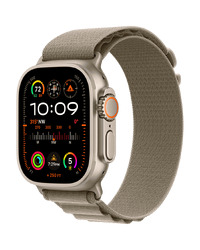 Apple Watch Ultra2 Cellular, 49mm Titanium Case w Olive Alpine Loop - Large