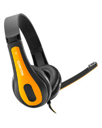 CANYON entry price PC headset, combined 3,5 plug, leather pads, Black-yellow