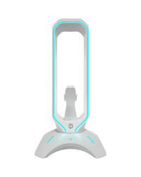 CANYON WH-200, Gaming 3 in 1 Headset stand, Bungee and USB 2.0 hub, 2 USB hub, 1.5m standard USB to USB 5mm PVC cable, Weighted design with non-slip grip, Touch switch to control LED light, Pearl white, size:126*126*251mm, 383g