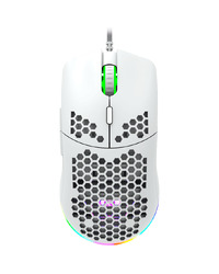 CANYON Puncher GM-11, Gaming Mouse with 7 programmable buttons, Pixart 3519 optical sensor, 4 levels of DPI and up to 4200, 5 million times key life, 1.65m Ultraweave cable, UPE feet and colorful RGB lights, White, size:128.5x67x37.5mm, 105g