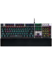 CANYON Nightfall GK-7, Wired Gaming Keyboard,Black 104 mechanical switches,60 million times key life, 22 types of lights,Removable magnetic wrist rest,4 Multifunctional control knob,Trigger actuation 1.5mm,1.6m Braided cable,US layout,dark grey, size:435*125*37.47mm
