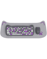 CANYON HSET-W6 EN/AD Keyboard+Mouse Kitty Edition AAA+АА Wireless Violet
