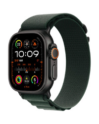 Apple Watch Ultra2 v2 Cellular 49mm Black Titanium Case with Dark Green Alpine Loop - Small