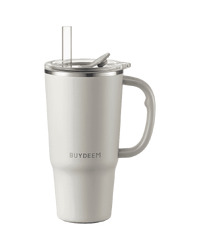 BUYDEEM Thermo Mug With Straw 700 ml, model DS57, color Oat White