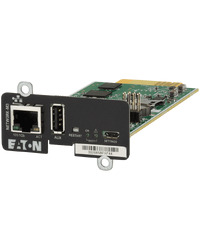 Eaton Network Managment Card - M3; Web/SNMP communications; Ethernet 10/100/1000BaseT; For UPS: 5P, 5PX, 5PX G2, 5SC Rack, 9PX, 9PXM, 9SX, 9130, Ferrups FX, 9E, 93PS, 91PS, 91PS Monoblock, 93E PDU: ATS rack PDU (EATS115, EATS120, EATS220)