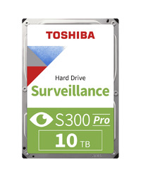 HDD Video Surveillance TOSHIBA S300 PRO 10TB CMR, 3.5'', 512MB, 7200RPM, SATA, 64 cameras, 24/7, TBW: 300