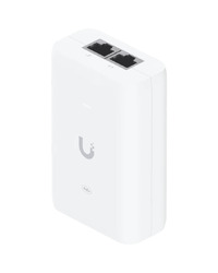 Ubiquiti U-POE+ adapter 30W, powers UniFi PoE+ devices, reduce dependency on PoE switch power, Contains RJ45 data input, AC cable with earth ground, and PoE+ output