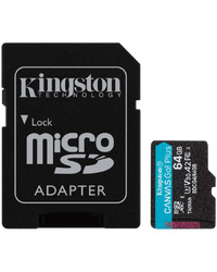 Kingston 64GB microSDXC Canvas Go Plus Gen4 200MB/s A2 U3 V30 Card + Adapter