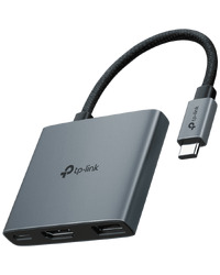 TP-Link UH3020C USB Type-C 3-Port Hub, 1 x USB-C Connector,1 x HDMI 4K 60Hz Port, 1 x USB-C PD 100W Port,1 x USB-A 3.0 Ports, Plug and Play, Self-storage for Connector, Fast Heat Dissipation, Flexible and Durable