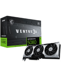 MSI Video Card Nvidia RTX 5080 16G VENTUS 3X OC PLUS (16GB GDDR7/256bit, PCI-E Gen5, 3x DP 2.1, 1x HDMI 2.1, 1x 16-pin Power Connector, 850W recommended PSU, Retail)